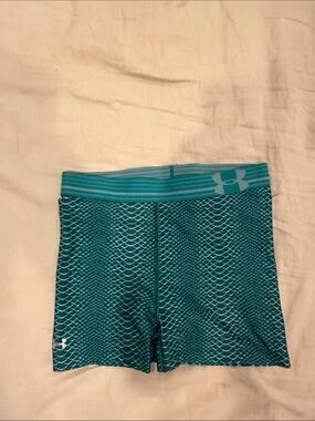 Under Armour Teal Performance Compression Shorts with Scale Pattern